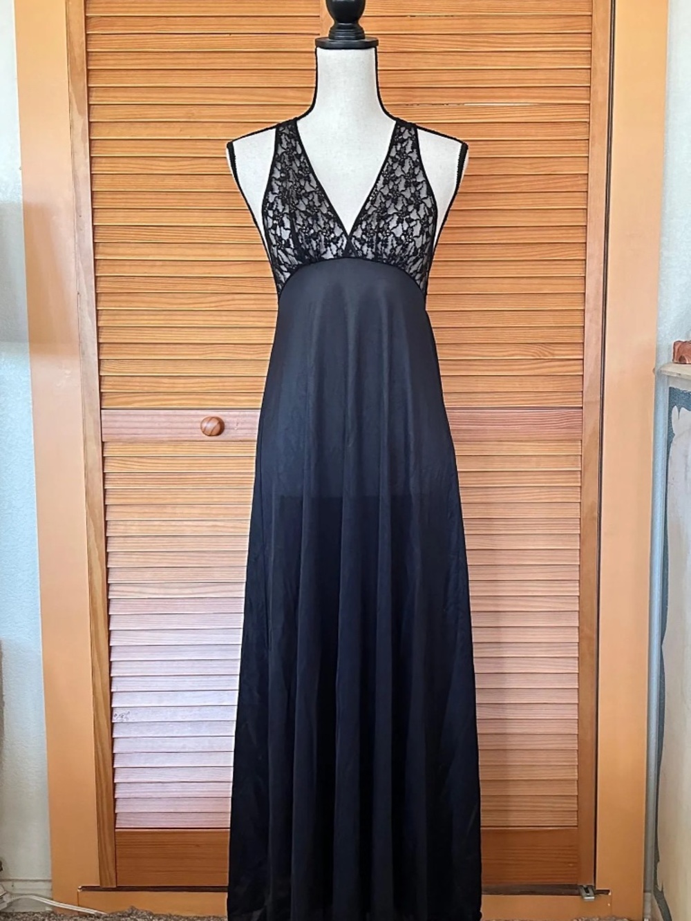 Vintage Frederick's of Hollywood Negligee: Sheer Black Nylon Lace, 60s